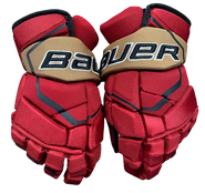 Bauer Supreme 2S Pro Stock Custom Hockey Gloves 13" NU Huskies New Tan/Red