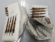 Brians Gnetik IV Pro Goalie Glove and Blocker Halak Practice Pro Stock Bruins NHL Used 2