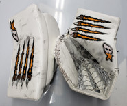 Brian's Gnetik IV Pro Goalie Glove Game and Blocker Practice Halak  Pro Stock Bruins NHL Used 2