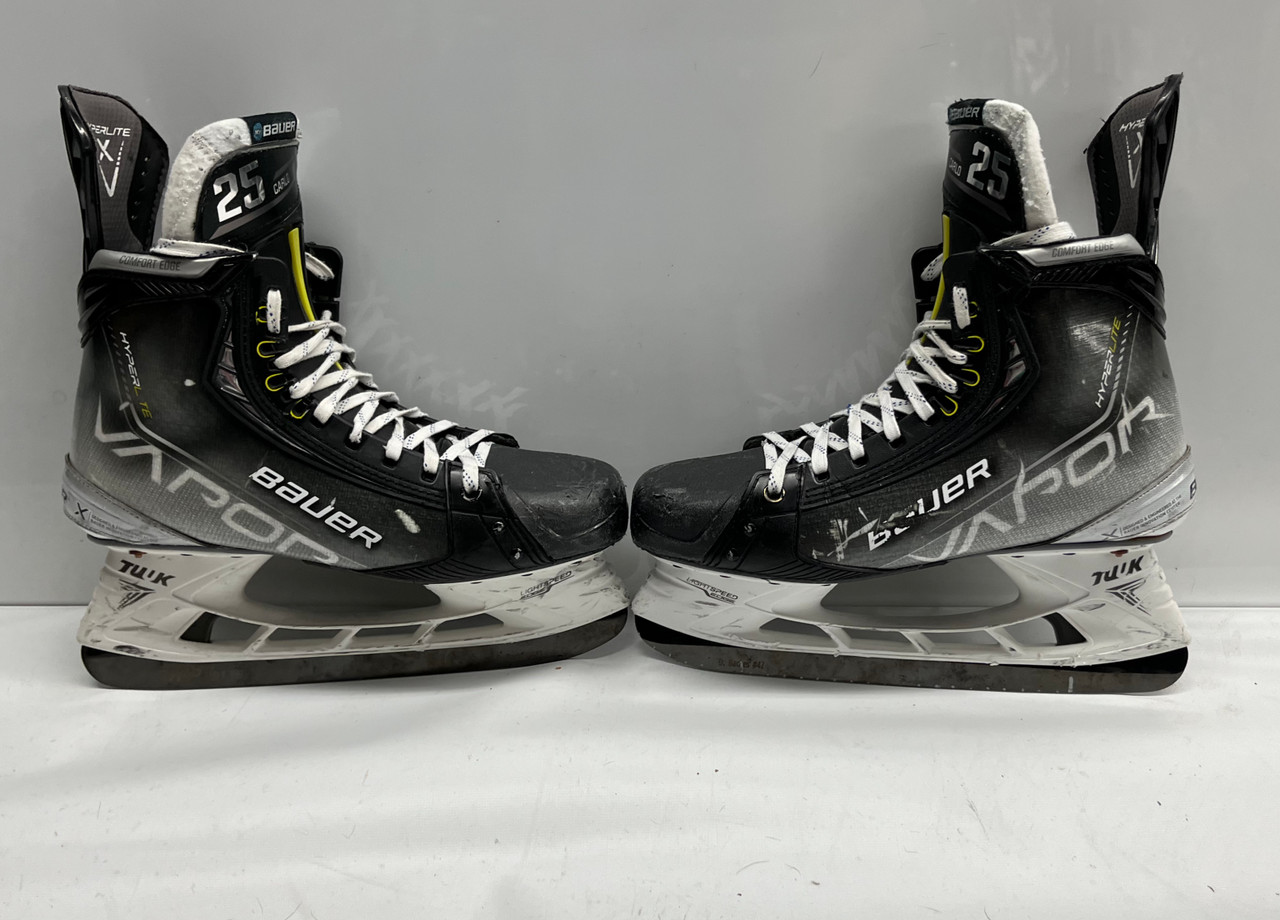 BAUER VAPOR HYPERLITE ICE HOCKEY SKATES PRO STOCK 11 1 2 D BRUINS CARLO USED