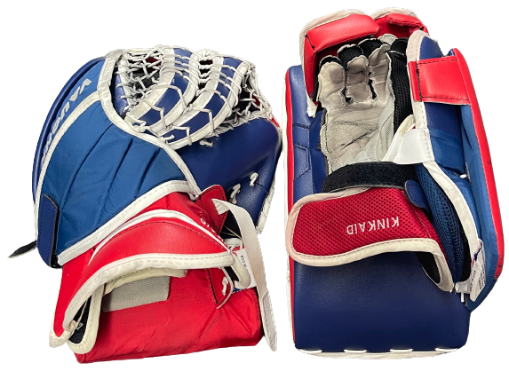 Vaughn Velocity V9 - Used Pro Stock Goalie Glove - (White/Purple/Blue) –  HockeyStickMan