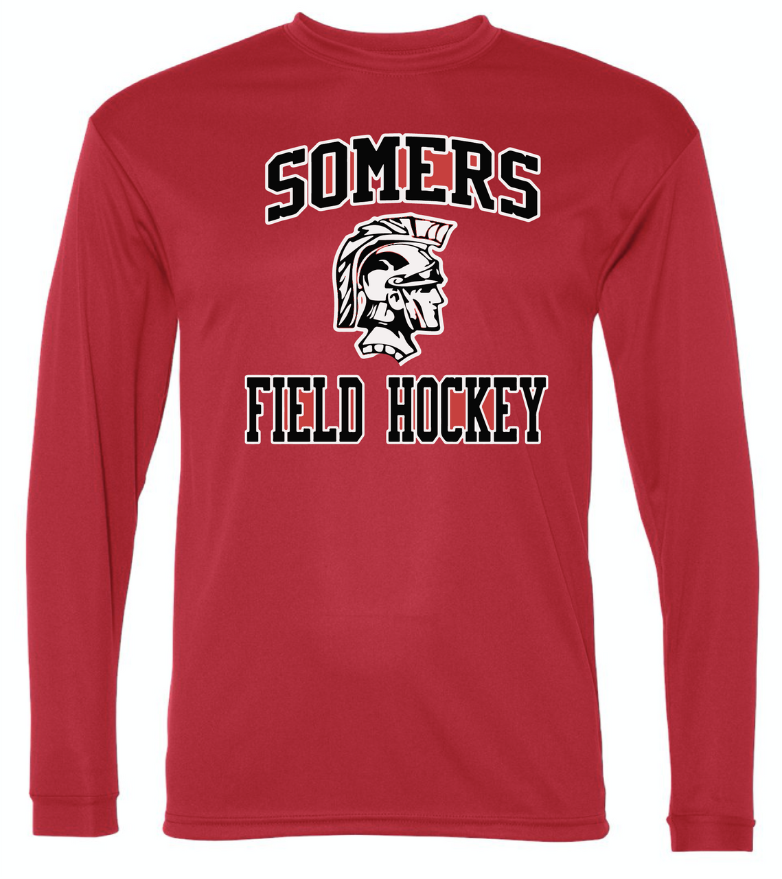 Somers Field Hockey C2 Polyester Tee Shirt Long Sleeve Red Youth and Adult 