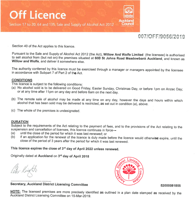 Alcohol Licence