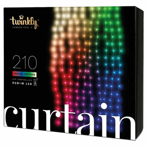 210 LED Twinkly Curtain Lights - Red/Green/Blue + White