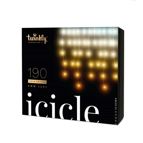 90 LED Twinkly App Controlled Smart Icicle Lights Warm White - Clear Wire
