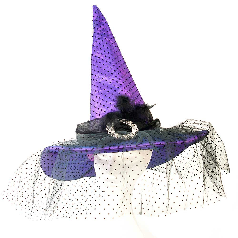 Witches Hat Purple Black Hat - 53cm 