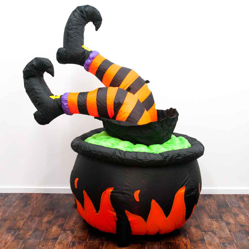 Inflatable Witch Legs In Cauldron 