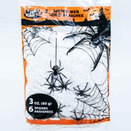 Creepy Spider Web Decor with 6 Plastic Spiders