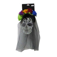 Day of the Dead Veil Headband with Flower