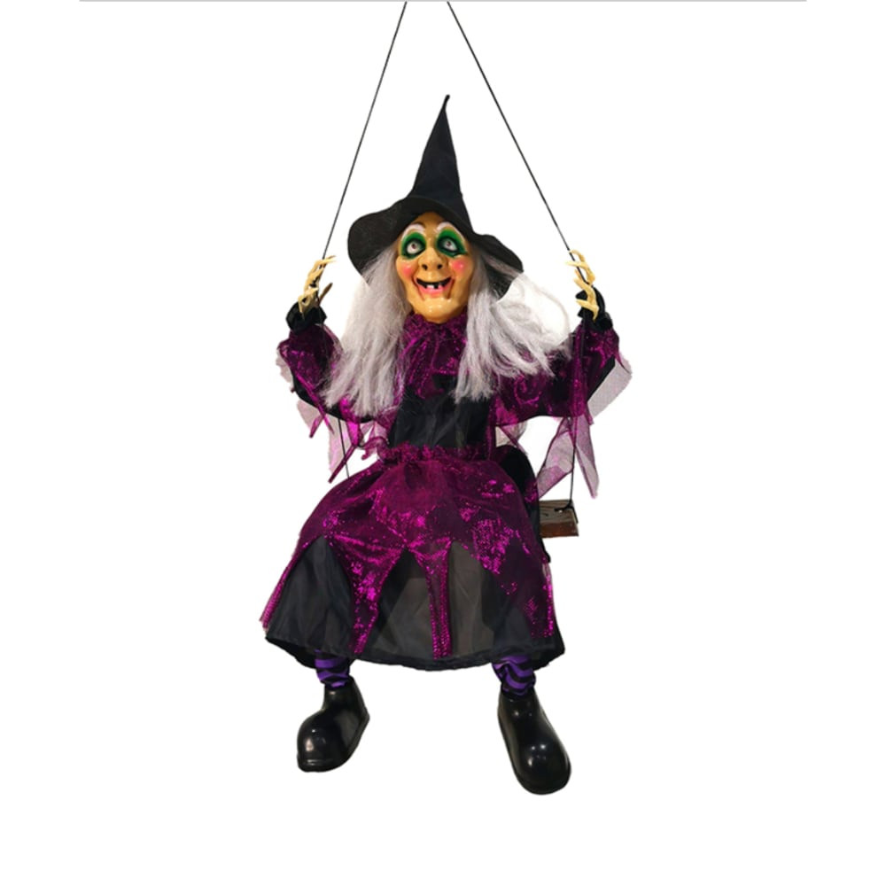 Halloween Witch Kicking On Swing - 100cm - Witches of Halloween