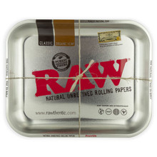 Raw Silver Metal Rolling Tray (large)