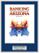 Navy Blue with Silver Trim Style C Ranking Az 2021 Plaque. Cover of Ranking magazine or exact reprint of page.  Plate includes: Company Name, Ranked #1 or Ranked Top Ten and Category.  If customization is preferred on the plate, please include three lines of text in the general instructions/ comment box or contact Sara Fregapane at (602) 277-6045. 