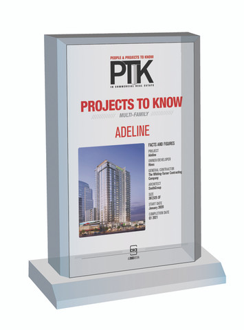 Style C Projects to Know 2022 (PTK) plaque - Acrylic Desktop Marquee Plaque.  The image on this plaque is the same as what is in the magazine.  If you are a subcontractor and would like your company name displayed, please contact Sara Fregapane @ (602) 277-6045 or indicate same in the Comment Box at sale completion.  