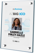 2023 AZ Big 100 - Acrylic Stand-off Style E with photo
The photo on the plaque will be the one that appears in the magazine.  
(Photo here is an example - the photo and information will  be specific to you)