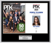 Style A 2024 People to Know (PTK) plaque - Black Double plaque with silver trim.  This plaque comes with the same image that appears in the magazine.  If you would like a different photo, please contact Sara@azBIGmedia.com or (602) 277-6045
