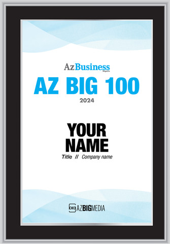 2024 AZ Big 100 Plaque -  Black wood with silver trim plaque - Style D with no photo.  
(Plaque shown is an example - the information will  be specific to you)