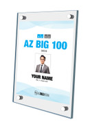 2024 AZRE  AZ Big 100 - Acrylic Stand-off Style E with photo
The photo on the plaque will be the one that appears in the magazine.  
(Photo here is an example - the photo and information will  be specific to you)