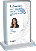 2024 Most Influential Minority Business Leaders to Watch acrylic desktop plaque style F with photo.