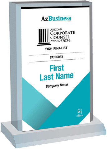 2024 Arizona Corporate Counsel acrylic desktop plaque style F with p