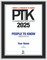 Style D 2025 People to Know (PTK) plaque - Black with silver trim.  This plaque comes with or without an image.  Please indicate when placing an order if you would like the plaque with image (same image as in the magazine) or without an image (words only).  You may also contact Sara Fregapane at 602-277-6045 if you have questions or would like to provide your own image.