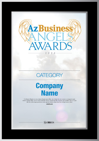 Arizona Business Angels 2024 Black wood with silver trim plaque.  Plaque will have Company name or person's name, whichever is in the magazine.  If you would like something else on the plaque, please state that in the comment box at check-out.  You may also email Sara.Fregapane@azbigmedia.com or call (602)424-8838.