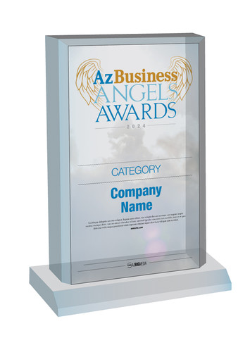 Arizona Business Angels 2024 Acrylic Desktop plaque.  
Plaque will have bank name or person's name whichever is in the magazine.  If you would like something else on the plaque, please state that in the comment box at check-out.  You may also email Sara.Fregapane@azbigmedia.com or call (602)424-8838.