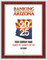 Mahogany with Silver Trim Style D Plaque.  Cover of Ranking magazine.  Plaque includes: Company Name, Specific # Ranked, Category name  OR  Company Name, Ranked Top Ten, Category name.  If customization is preferred on the plate, please include three lines of text in the general instructions/ comment box or contact Sara Fregapane at (602) 277-6045.