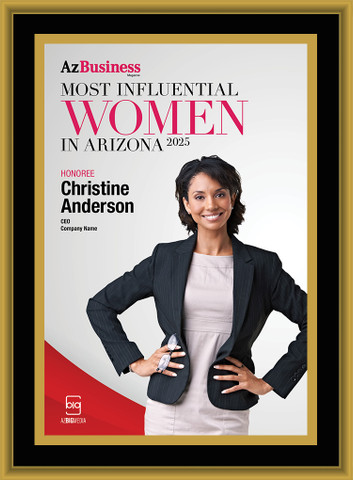 AZ Business magazine 2024 Most Influential Women black plaque,  gold trim with photo - Style D