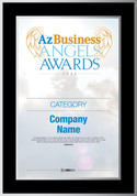 Arizona Business Angels 2025 Black wood with silver trim plaque.  Plaque will have Company name or person's name, whichever is in the magazine.  If you would like something else on the plaque, please state that in the comment box at check-out.  You may also email Sara.Fregapane@azbigmedia.com or call (602)424-8838.