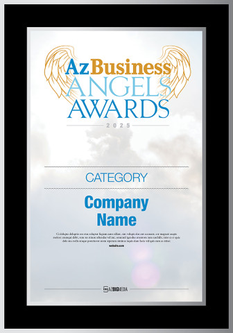 Arizona Business Angels 2025 Black wood with silver trim plaque.  Plaque will have Company name or person's name, whichever is in the magazine.  If you would like something else on the plaque, please state that in the comment box at check-out.  You may also email Sara.Fregapane@azbigmedia.com or call (602)424-8838.