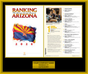 2026 Ranking AZ Style A Black with Gold Trim plaque.  Plate includes: Company Name, Ranked #1 and Category.  If customization is preferred on the plate, please include three lines of text in the general instructions/comment box or contact Sara Fregapane at (602) 277-6045.   (plate color matches trim color)