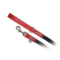 Buddy Belt  Pebble Accent Leash Leather-Nylon - Red