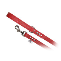 Buddy Belt Pebble All Leather Leash - Red