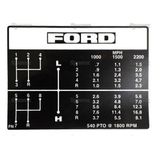 Ford 4000 Series Tractor Gear Shift Decal