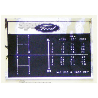 Ford Tractor Shift Pattern Decal 6-Speed '65-up 2000/3000 Series