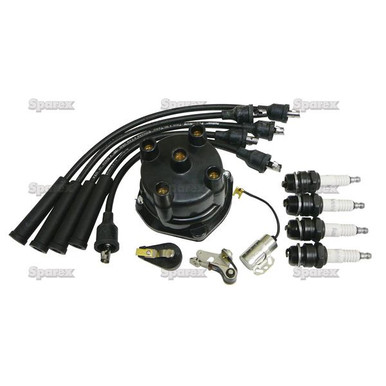 Complete Ignition Tune-Up Kit for Massey-Ferguson Tractor w/ Delco Screw-Held Cap Distributor