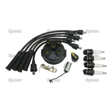 Complete Ignition Tune-Up Kit for Massey-Ferguson Tractor w/ Delco Clip-Held Cap Distributor