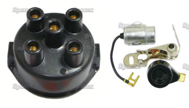 Ignition Tune-Up Kit & Distributor Cap for Massey-Ferguson Tractor w/ Delco Clip-Held Cap Distributor