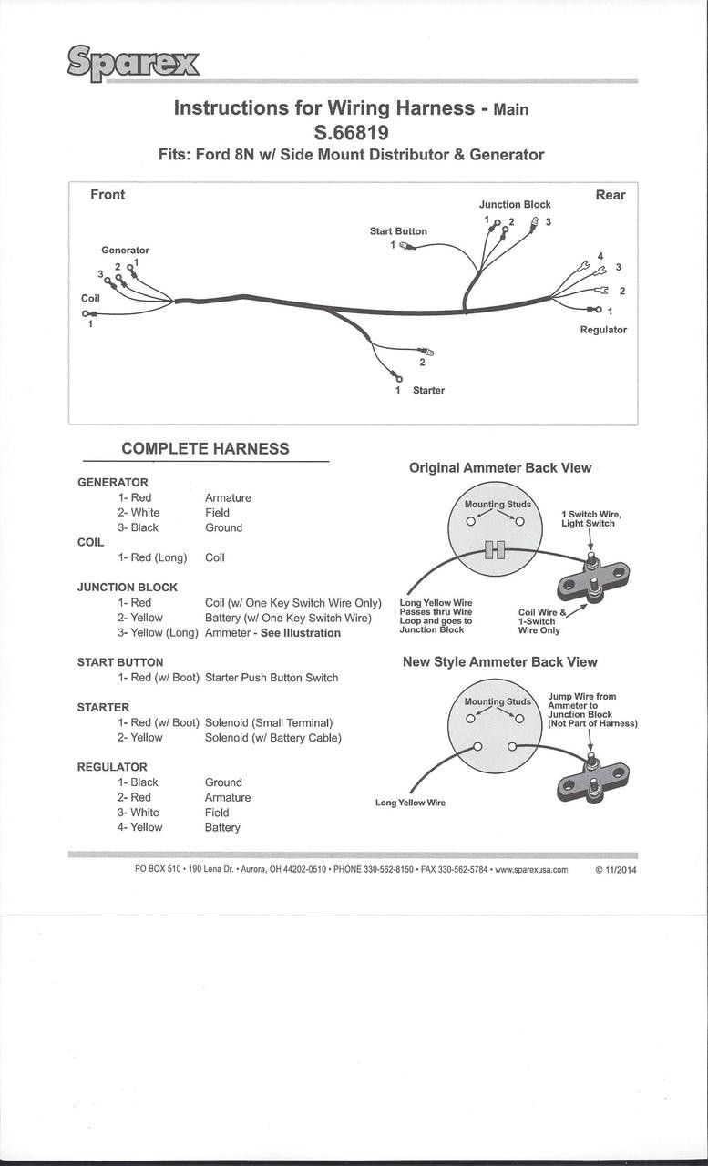 Main Wiring Harness for Ford 8N Tractor Side Mount 8N14401C