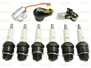 Ignition Tune-Up Kit w/ Spark Plugs for Oliver Tractor w/ Delco Screw-Held Cap Distributor