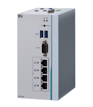 Axiomtek ICO320-83C - Robust DIN-rail Fanless Embedded System with Intel Celeron Processor N3350, COM or CAN, PoE LAN and DIO