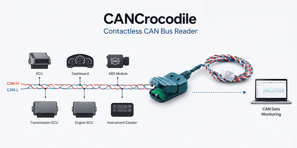 CANCrocodile Contactless CAN Bus Reader &ndash; Access CAN Data Without Cutting Wires