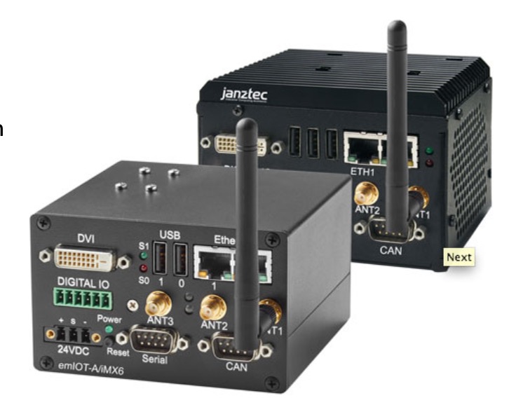 JanzTec emIOT-A/iMX6 - Embedded IoT Gateway based on NXP i.MX6 Quadcore CPU with additional wireless options