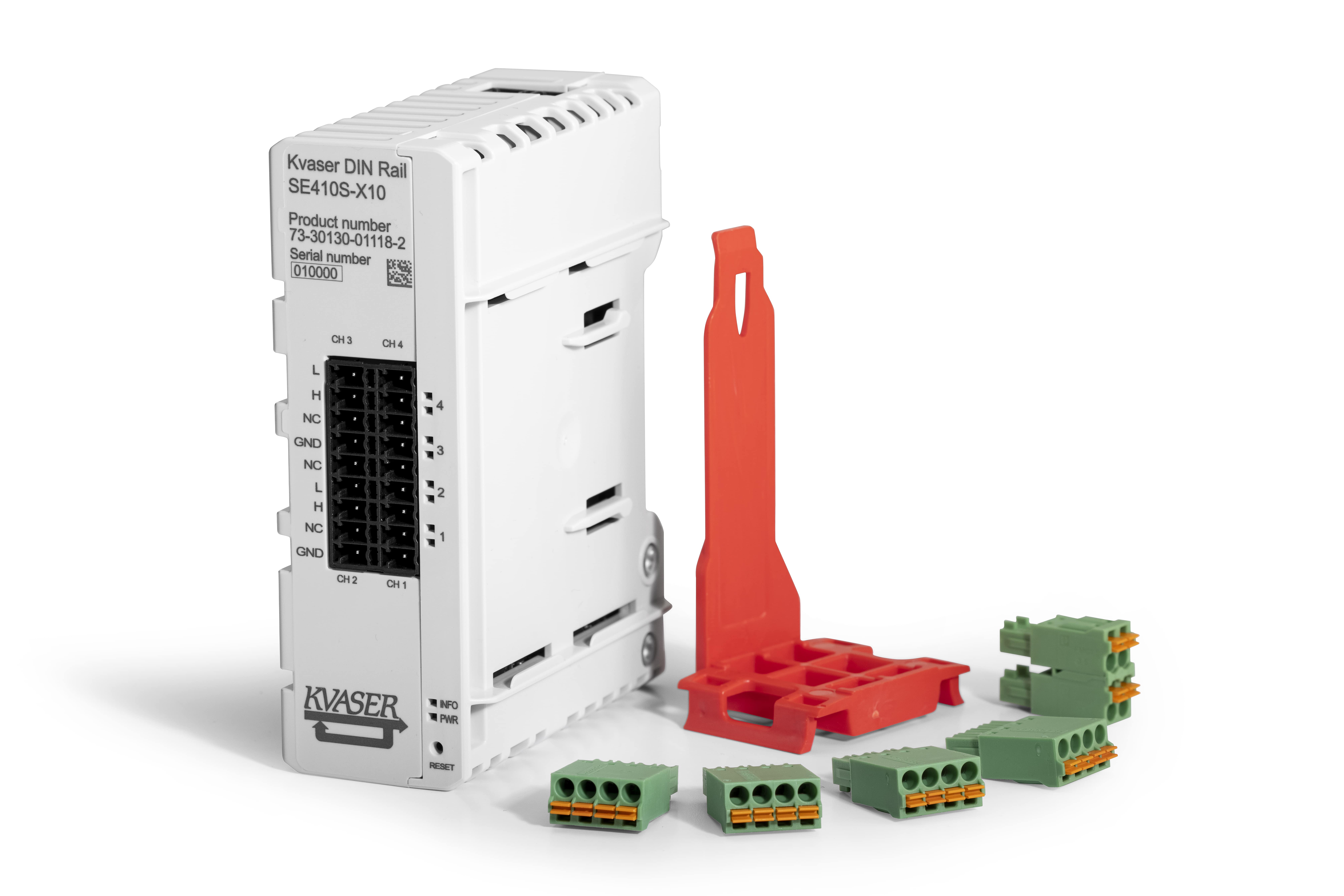 Kvaser DIN Rail SE410S-X10 Ethernet-to-CAN(FD) multi-channel interface
