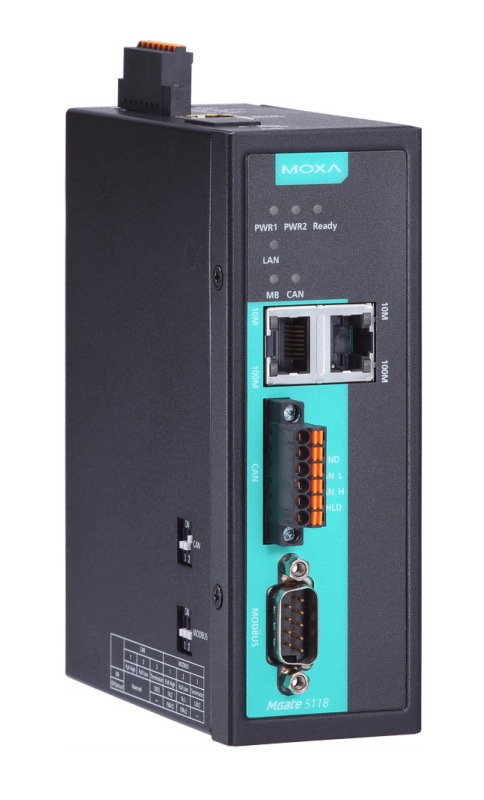Moxa MGate 5118 Series - 1-port CAN-J1939 to Modbus, PROFINET, And EtherNet/IP Gateway