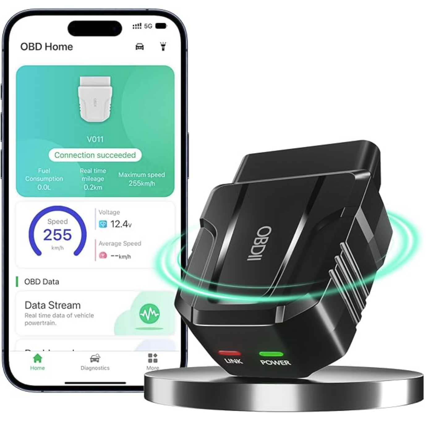 OBD2 Bluetooth Scanner with Vehicle Diagnostics App for iOS & Android
