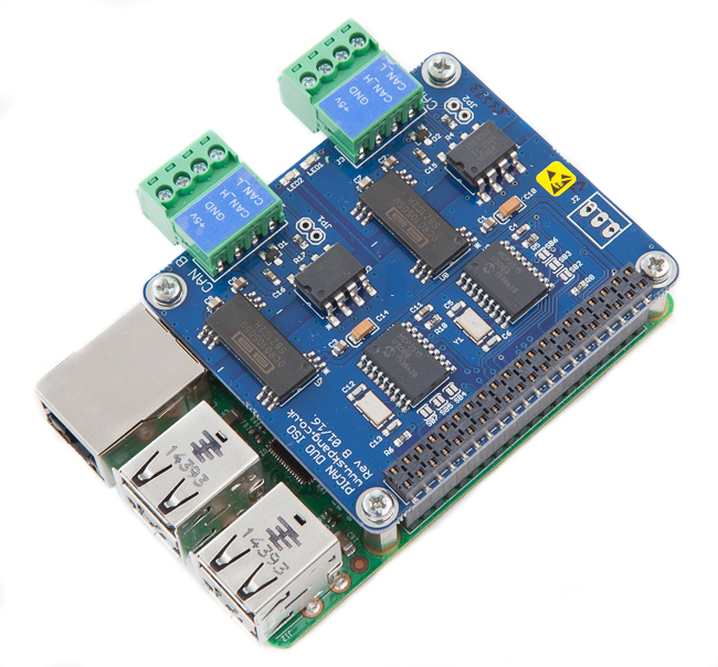 PiCAN2 Duo Isolated CAN-Bus Board for Raspberry Pi 2/3