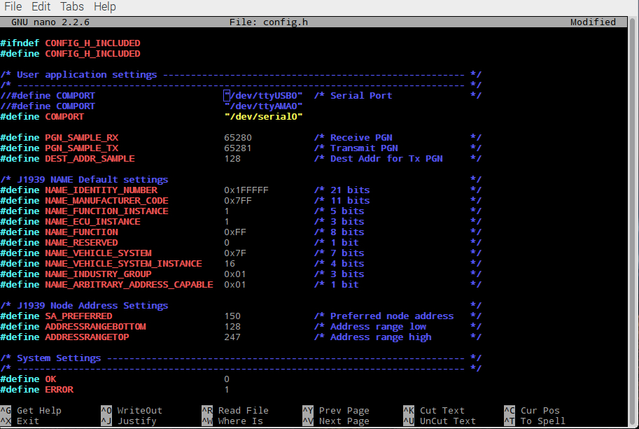 RPi Turbo Board - config file screen shot