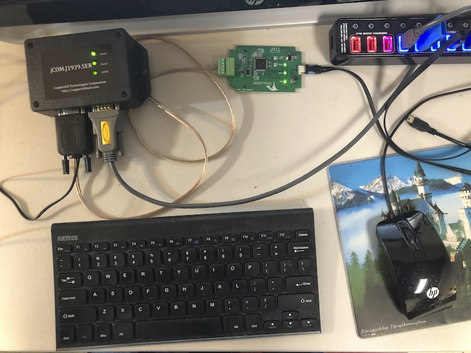 SAE J1939 to RS2322-USB Gateway Test Setup