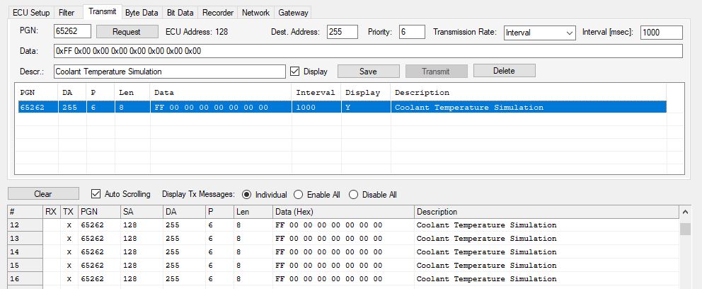 SAE J1939 Simulator Setup - PGN Design